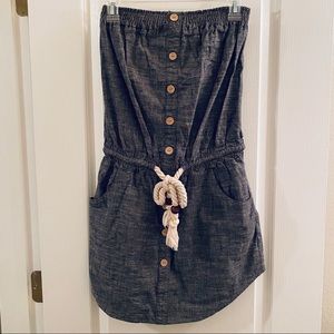 Great denim chambray tube top dress rope small